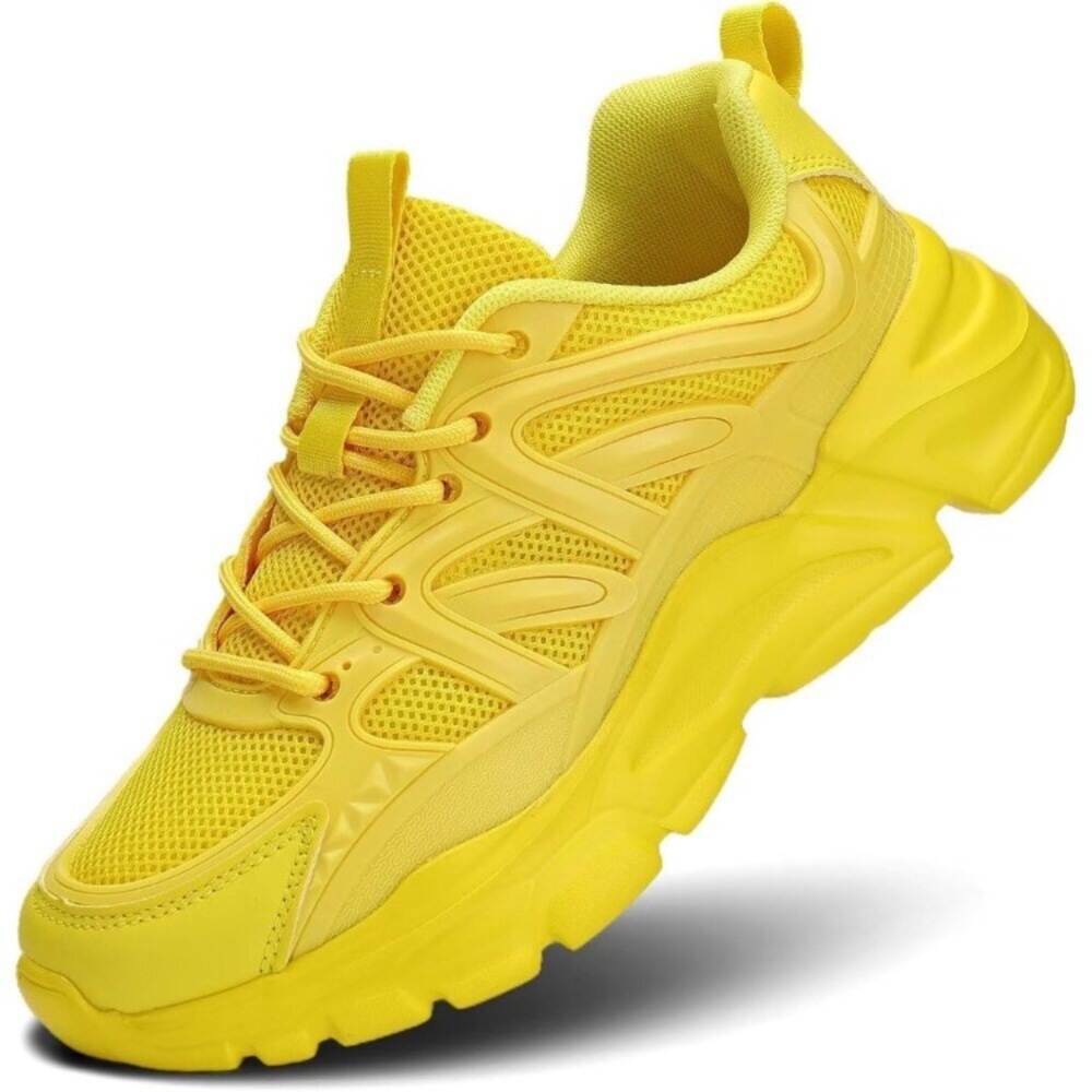 Women's Yellow Slip-On Running Shoes Lightweight Mesh Walking Sneakers for Gym